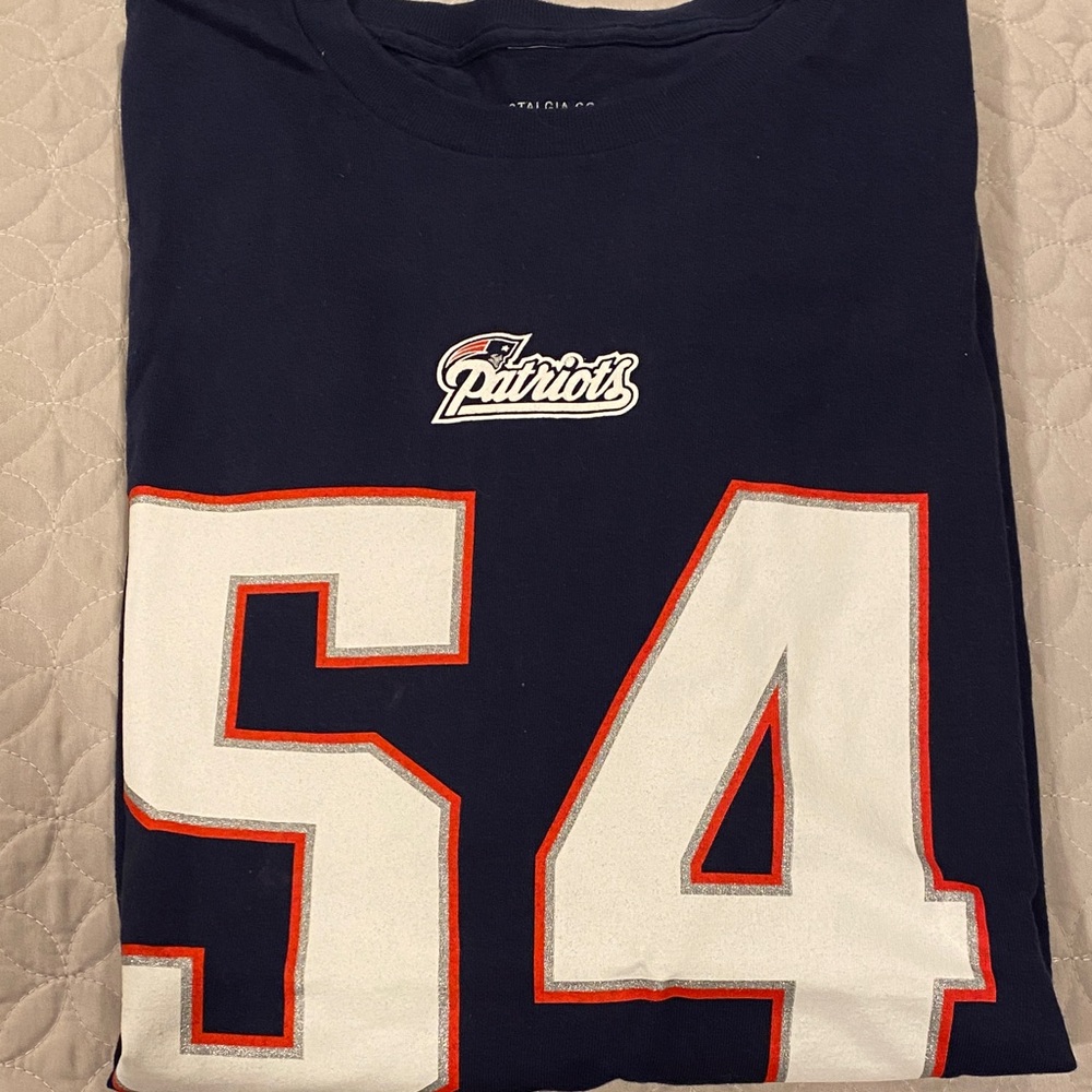 Mitchell & Ness Navy Tee with Patriots Logo and Number 54